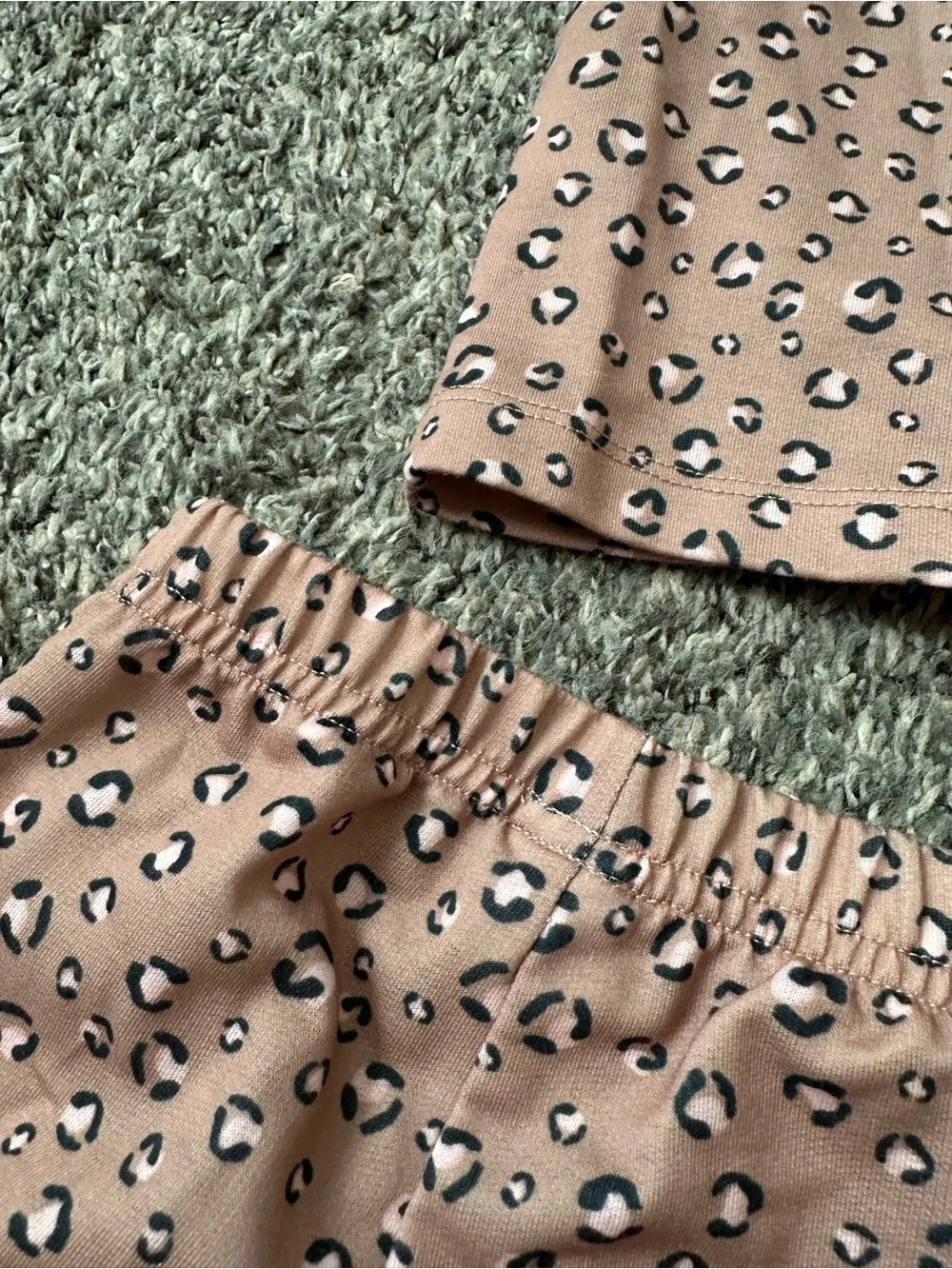 Carter's Pink Leopard Tee, Joggers & Light Pink Stripe Shorts Pajama Set